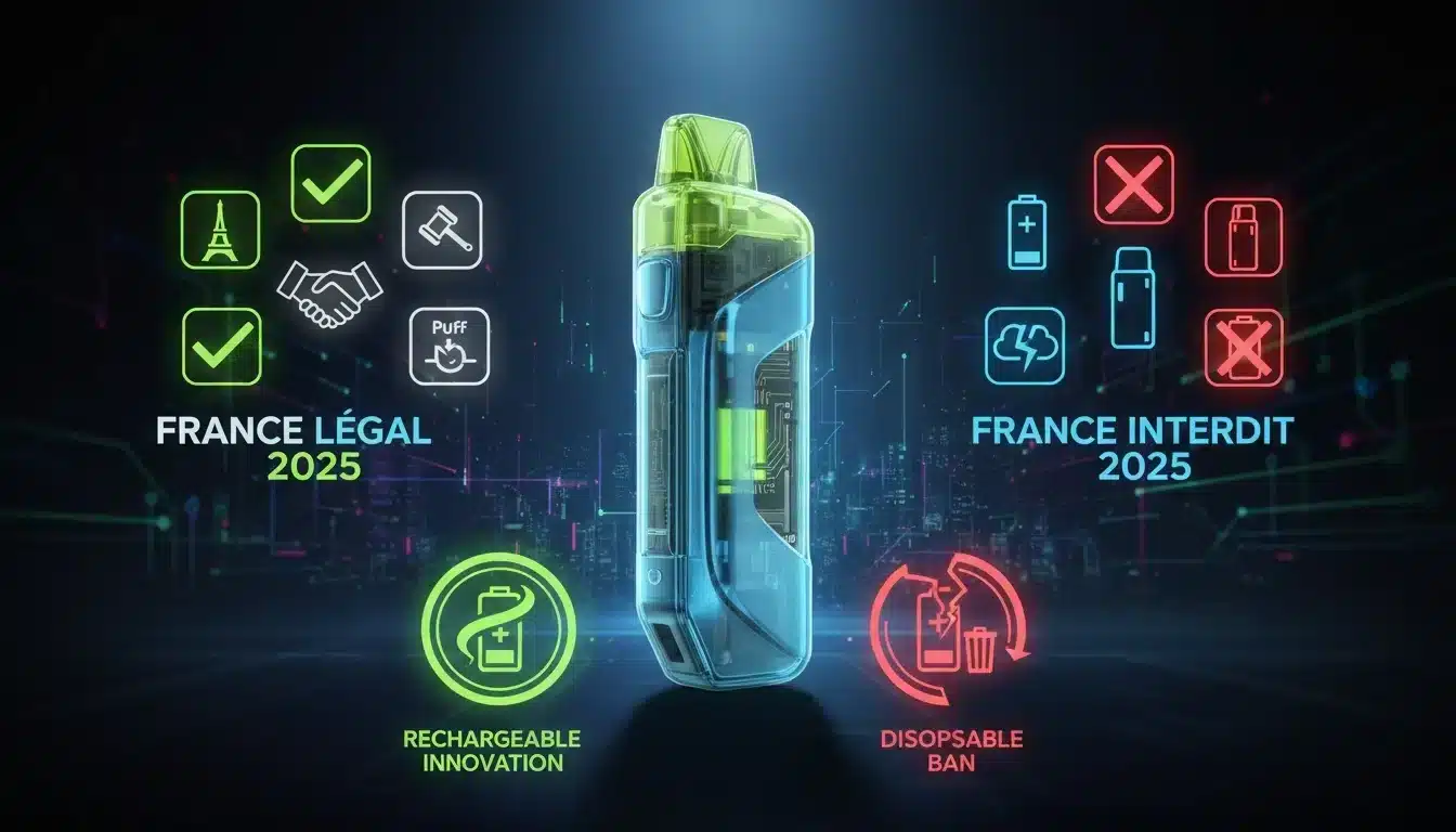 NotiziePuff 15k: sono legali in Francia? La guida completa 2025Illustrazione futuristica di una postazione di svapo puff k